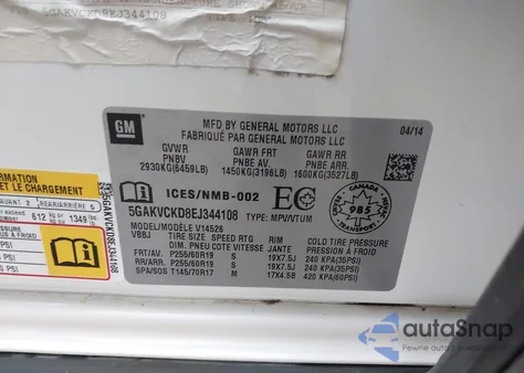 2014 Buick Enclave Premium из США, поврежденный, VIN 5GAKVCKD8EJ344108